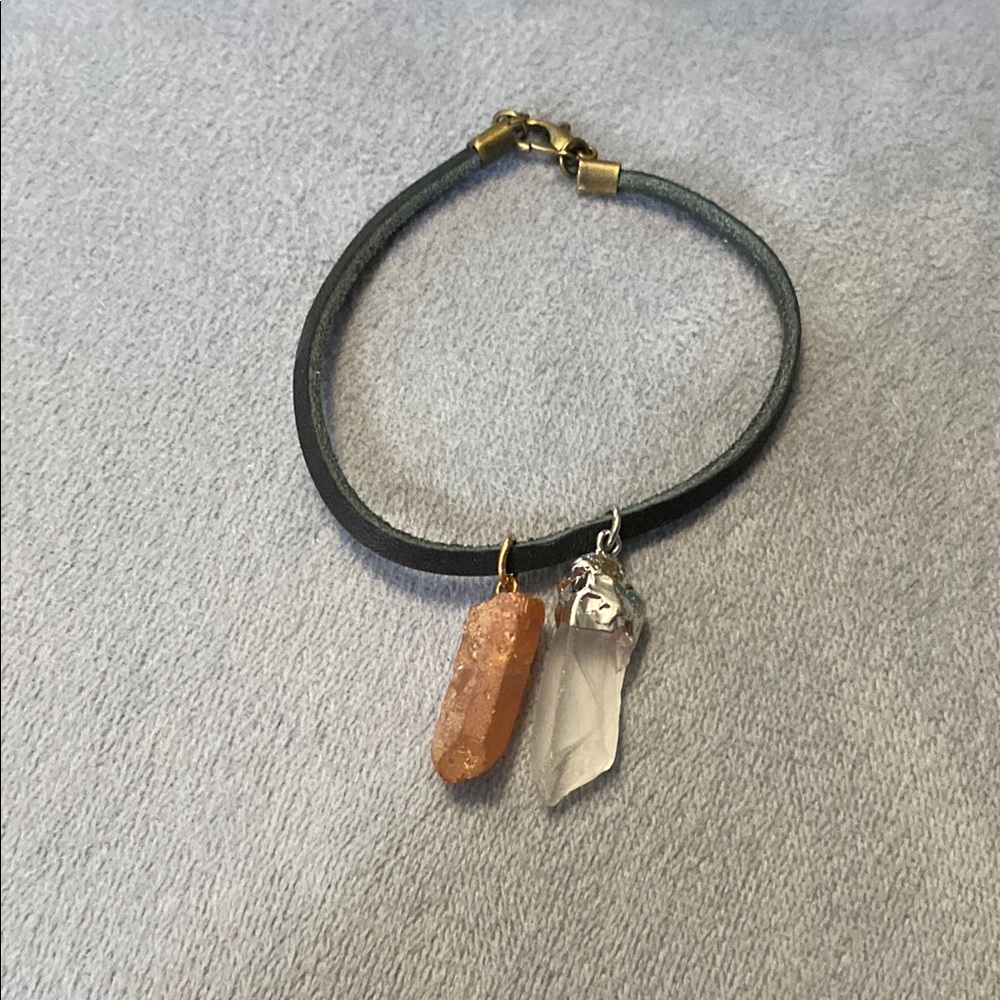 Crystal Charm Bracelet with Black Band